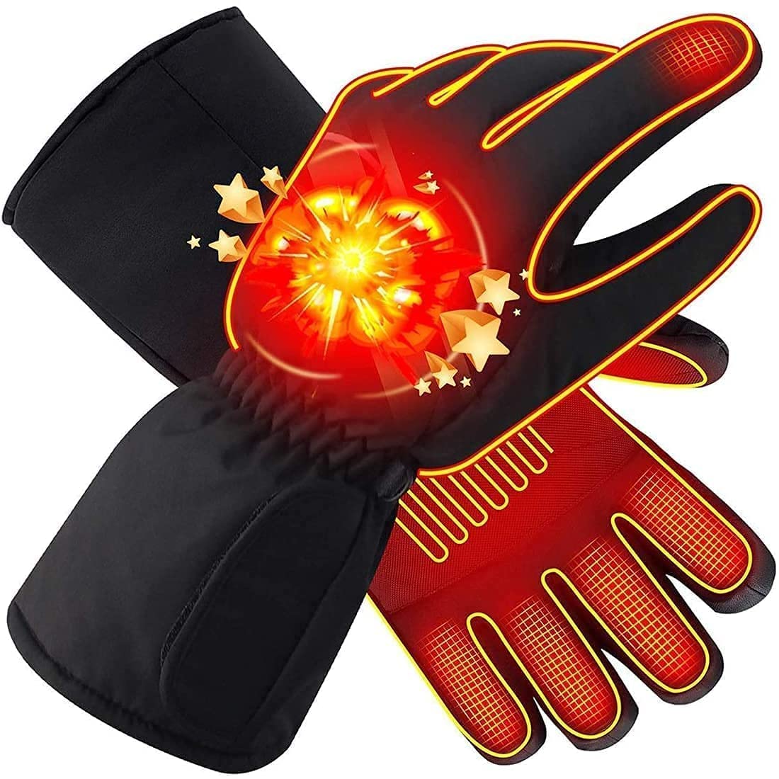 Guantes térmicos Guantes de Invierno para Hombres y Mujeres, 3 Niveles de Calentamiento Pantalla táctil Guantes térmicos Impermeables para Esquiar Snowboard Pesca