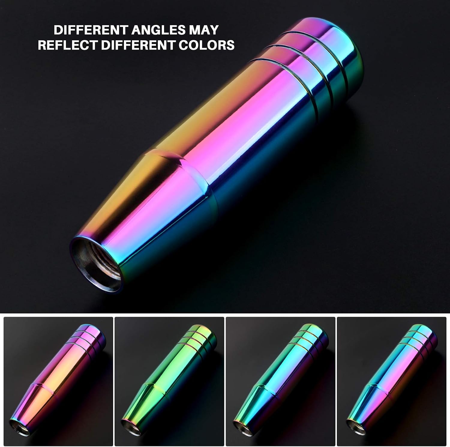 Aluminum Weighted Manual Shift knobs, Long Stick Shift Knob Gear Shifter Knobs, Car Accessories Lever Cover Head 5 inch Universal Shifter Knobs with 3 Threaded Adapters M8 M10 M12 x 1.25 (Colorful)