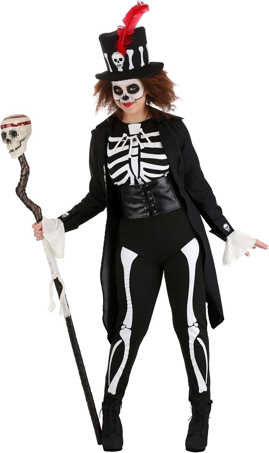 Womens Voodoo Skeleton Halloween Costume | Adult Ancient Witch Doctor Complete Outfit for Themed Parties and Cosplay - Image 6