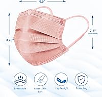 Vista 3 de ZIYE 100/500 máscaras faciales desechables, transpirables, de 3 capas, con clip para la nariz, cinta elástica para las orejas (multicolor/negro)