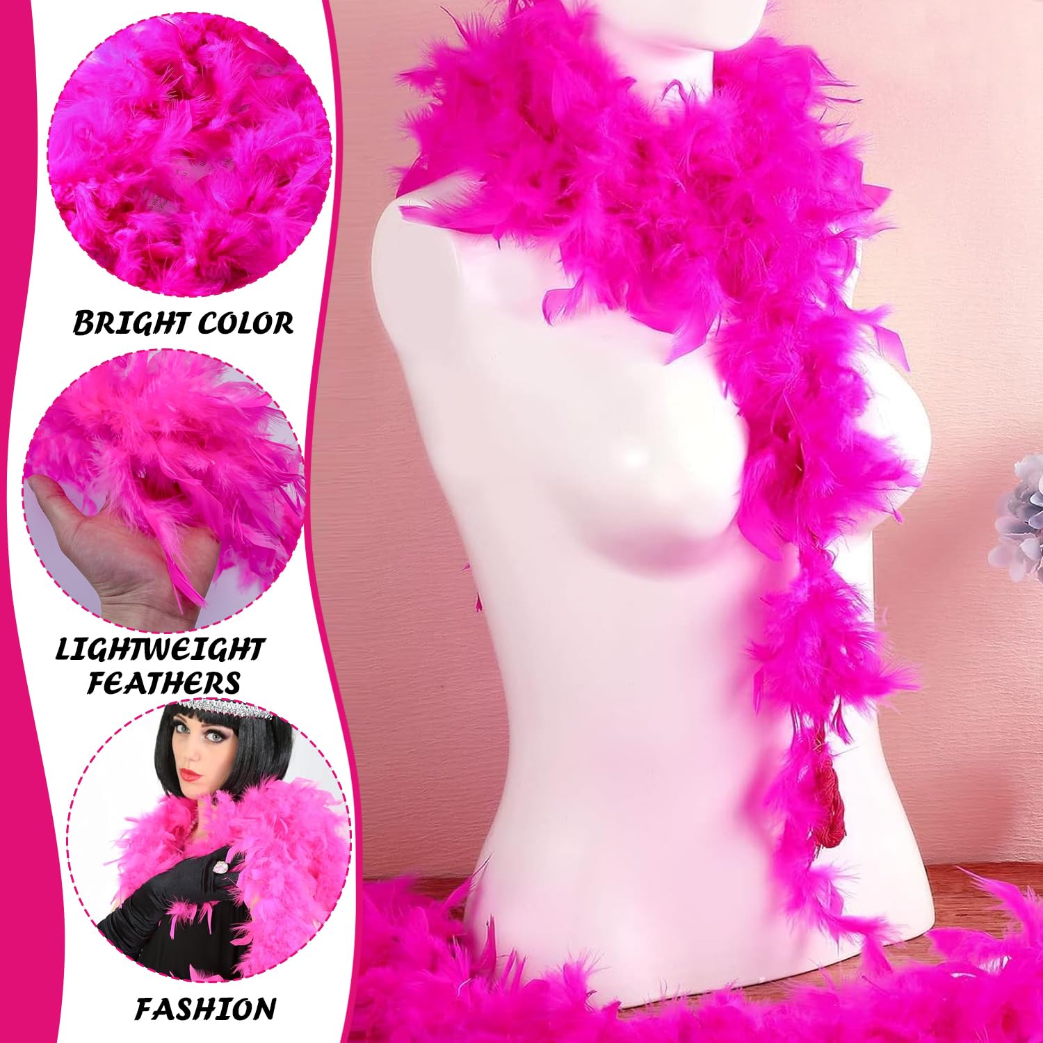 Foulard En Plumes De Python Noir 200cm 40g KAYEF - Accessoire Danse Mariage Carnaval