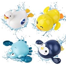 twoonto Baby Bath Toys Wind Up Bath Toy 4 Pieces for Kids Bathtub Toys Bath Swimming Toys for Toddlers Boys Girls 0 1 2 3 4 Years Old