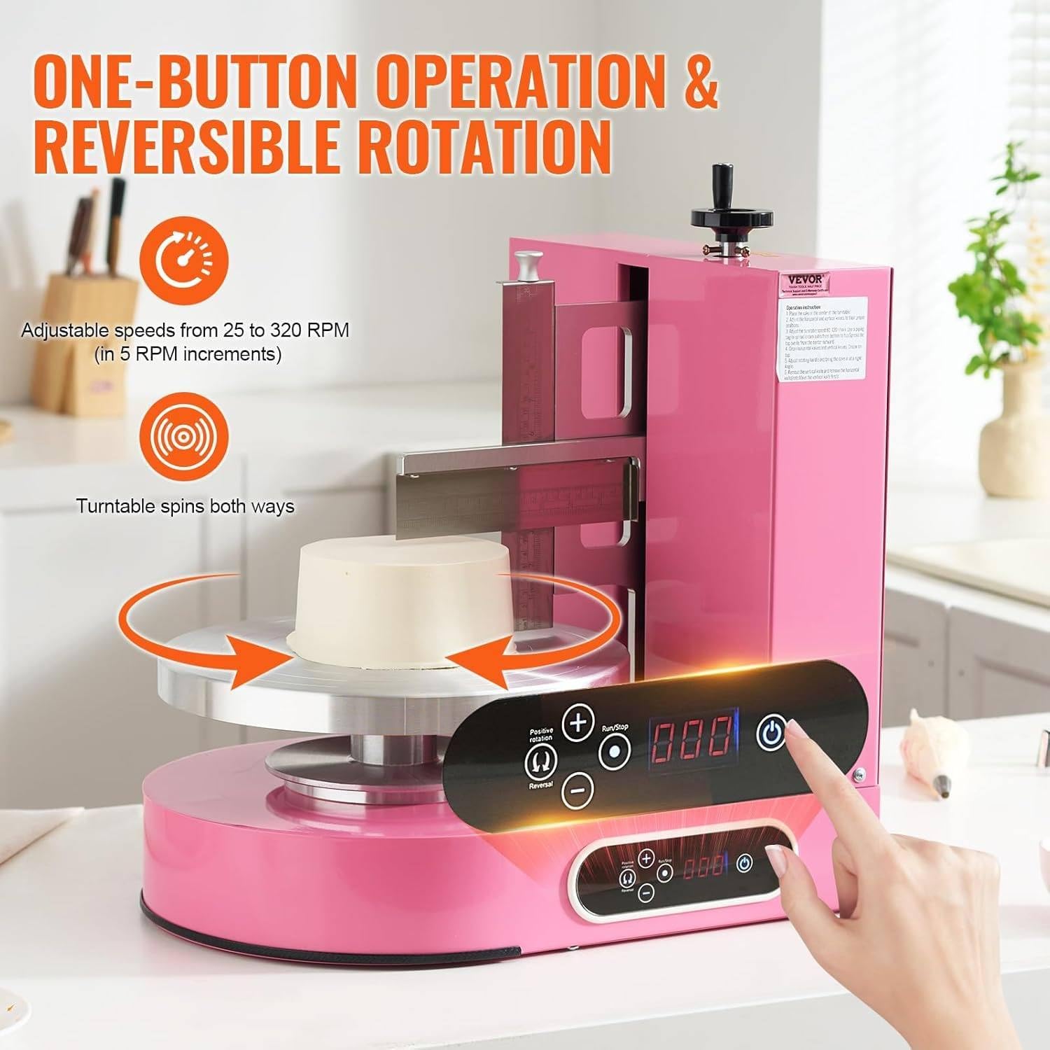 Electric Cake Decorating Machine Cream Coating Spreading Smooth Machine Surfaces Scraper for 4-12 inch/4-16 Inch Cakes Adjustable Rotating Speed,4-12In