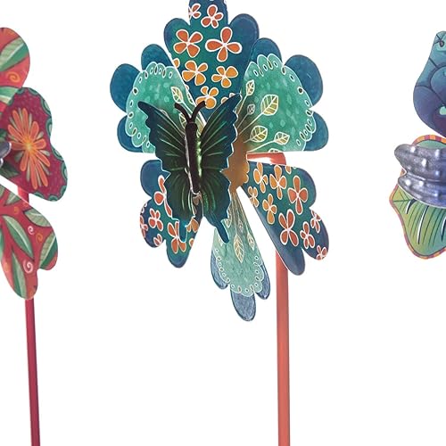 Miniatura 9 de Topadorn Decoración floral de estacas de jardín, paquete de 4 flores de metal impermeables, para interiores y exteriores, césped, camino, patio,