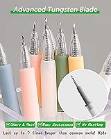 Vista 4 de Herramientas de corte para manualidades, bolígrafo cortador de papel de precisión con cabezal de corte de acero de tungsteno recargable, paquete de 6
