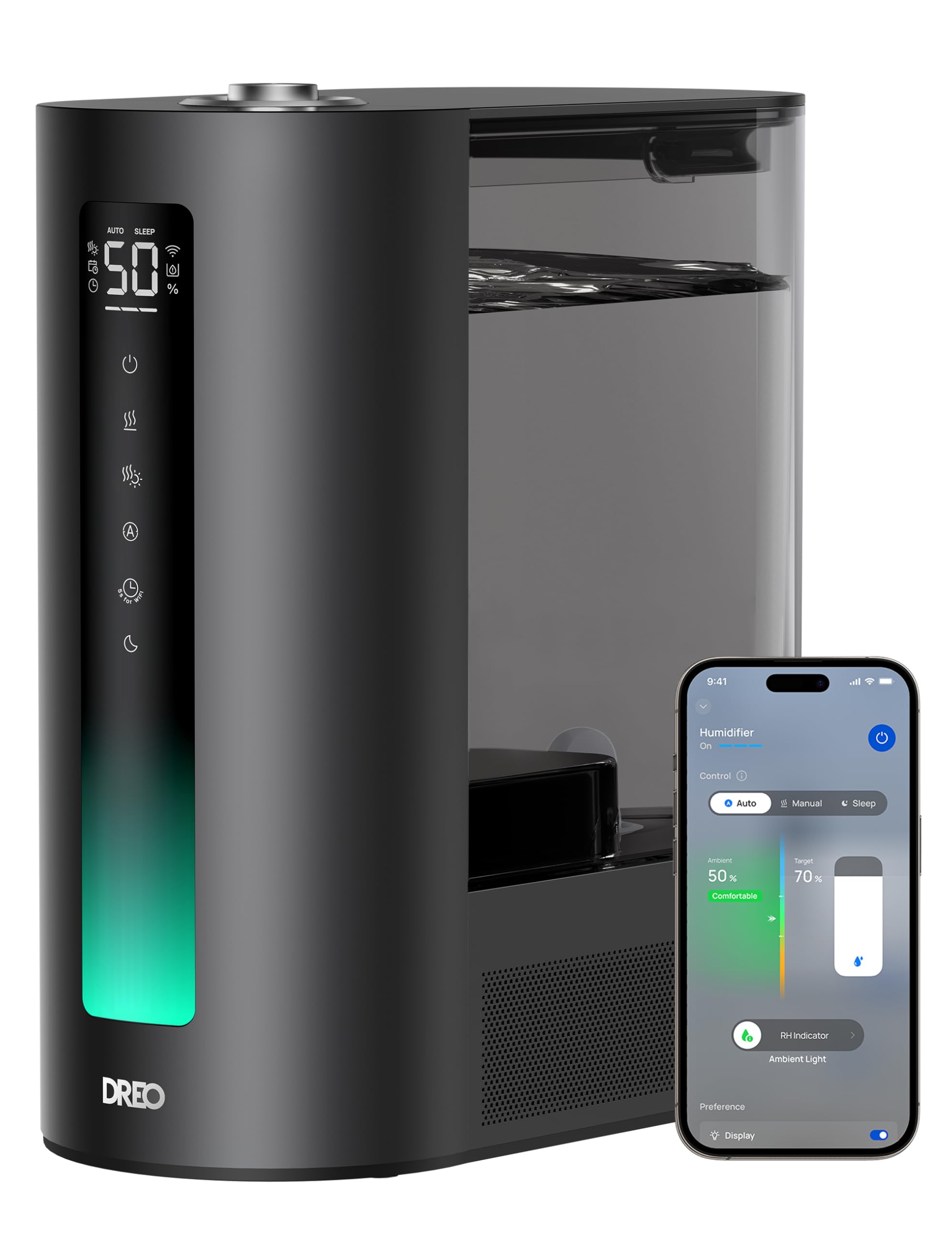 Dreo 6L Humidifiers for Bedroom, Smart Warm & Cool Mist for Large Room, 60Hr Quiet Runtime for Baby, Plant, Humidity Sensor, Indicator Light, 12H Timer, Google/Alexa, Black-image-43