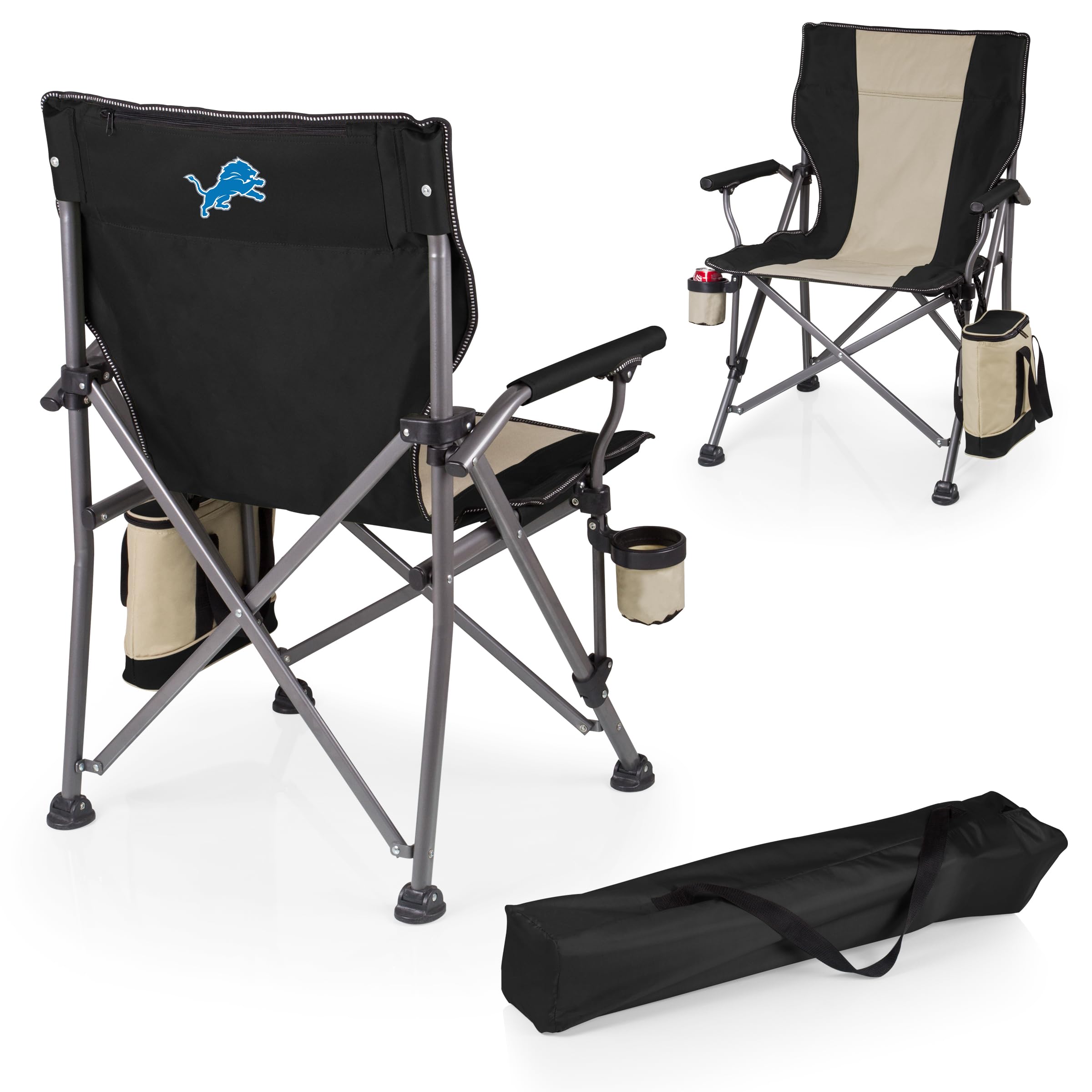 Picnic TIME NFL Unisex-Adult NFL Outlander Folding Camping Chair with Cooler, Heavy Duty Beach Chair