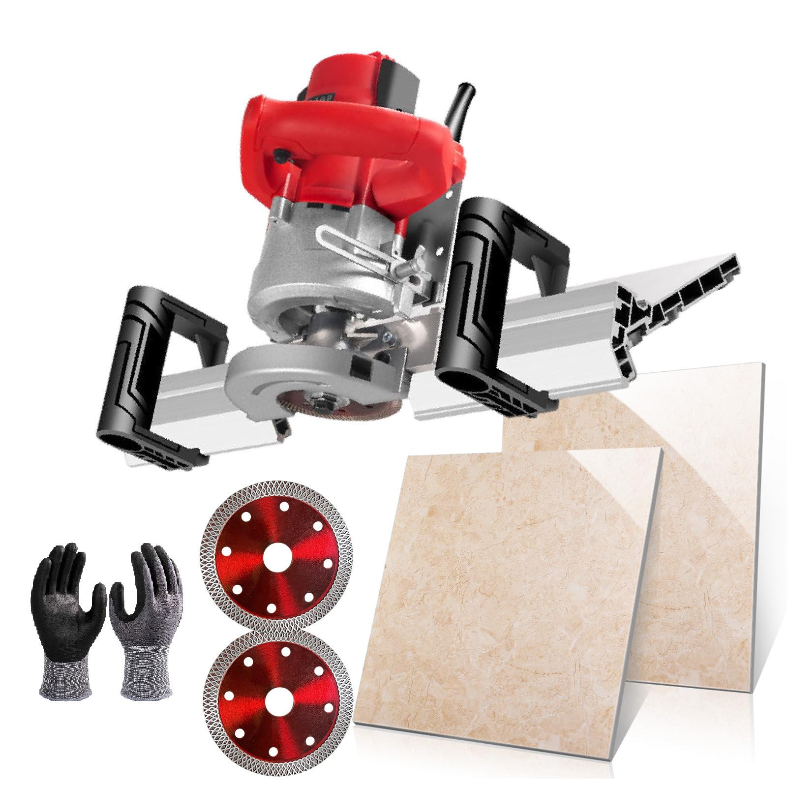 Biseladora Eléctrica De 43 Grados para Azulejos - Cortadora De Bisel Eléctrica De 1200 W con 2 Hojas De Diamante Y Bomba De Agua, ara Azulejos Cerámica Y Porcelana,A