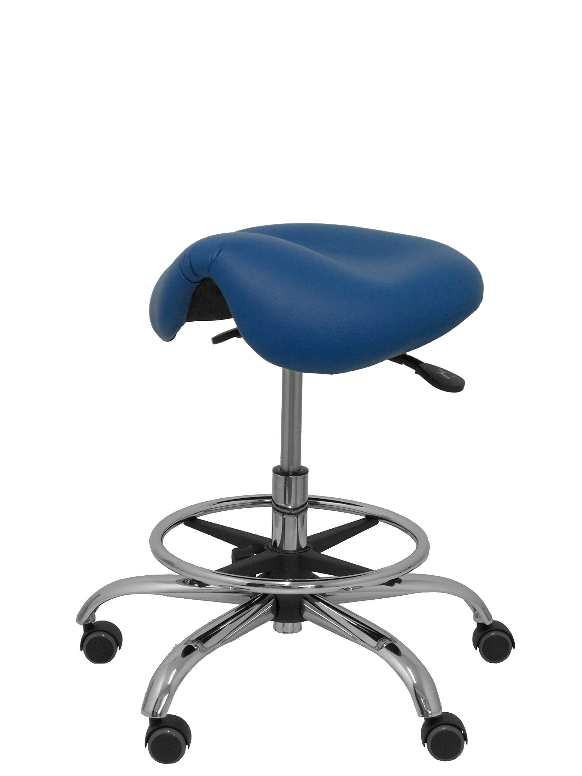 Piqueras y Crespo Taburete clínico, Piel, Azul, Talla Unica