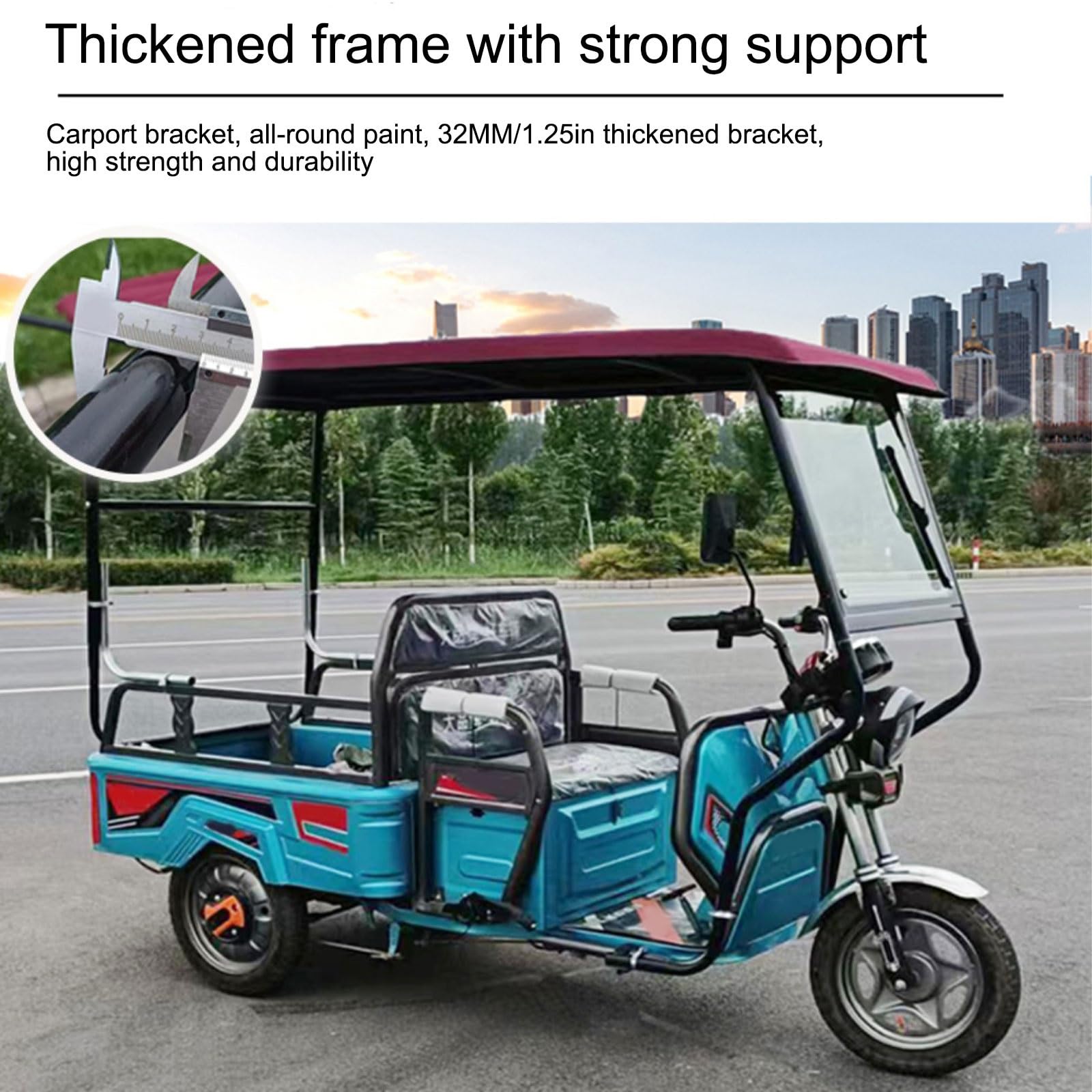 Wytrzymały pokrowiec na elektryczny rower trójkołowy – trwała markiza do wózków towarowych, pasuje do 160 x 70 cm, idealna ochrona dla trójkołowców elektrycznych