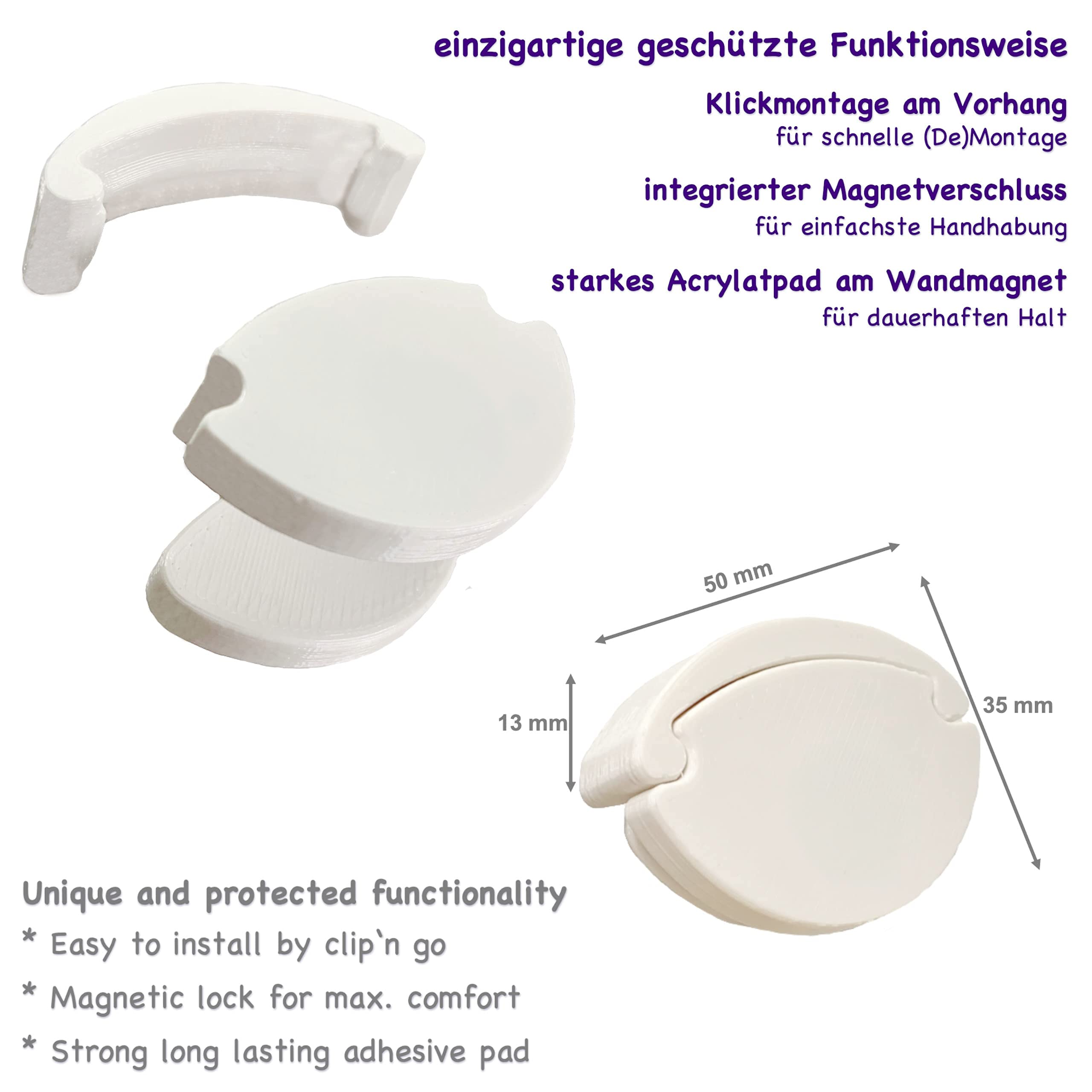 Lot De 4 Clips De Fixation Pour Rideau De Douche - Adhésif - Pour