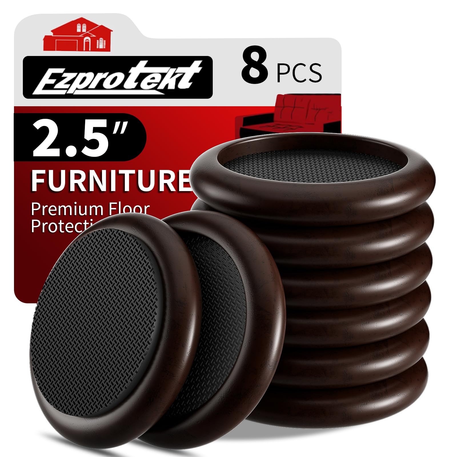 Vasos antideslizantes de madera para muebles de 2.5 pulgadas que protegen el suelo de rayones