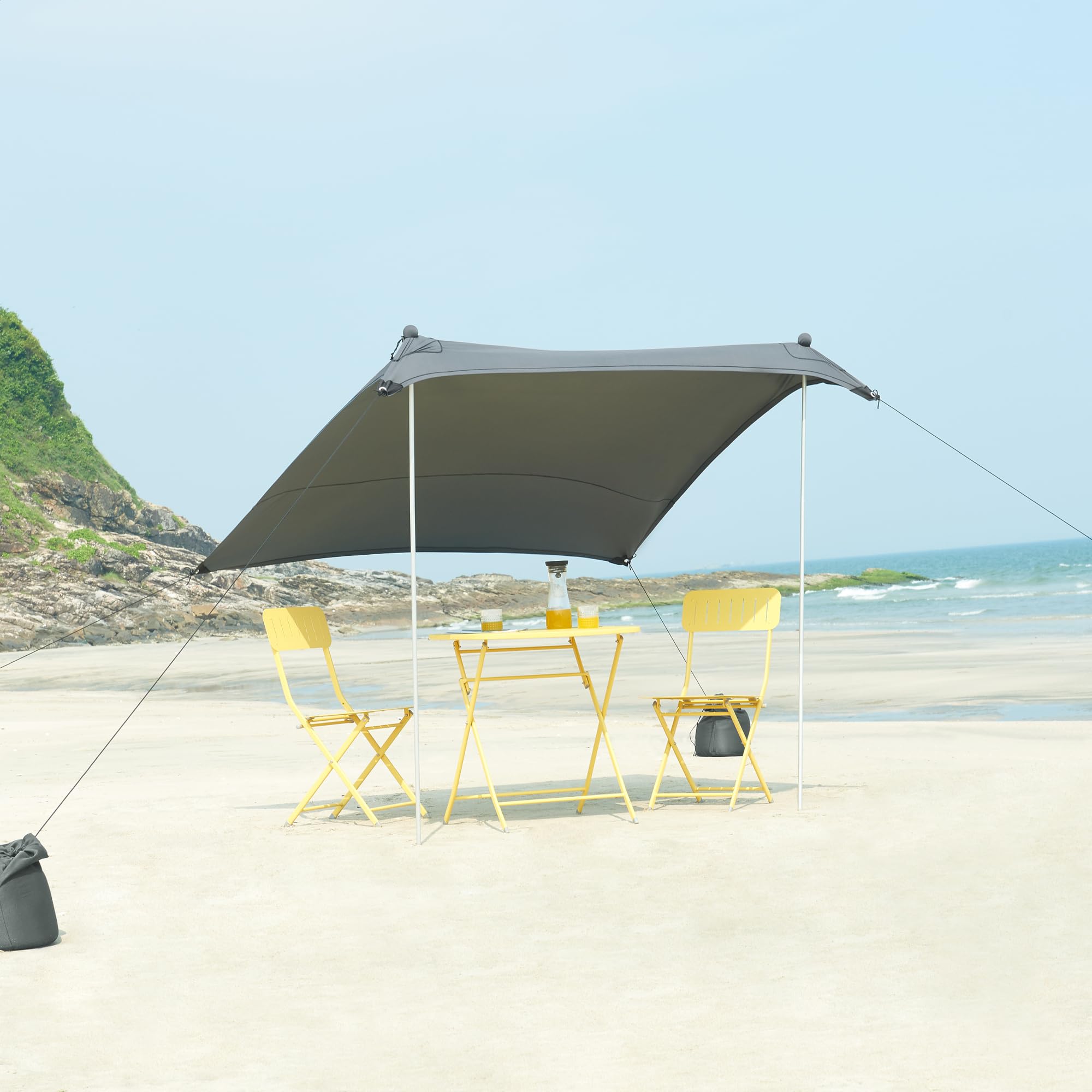 pro.tec Tente de Plage en Lycra avec Protection UV Abris de Plage pour Pêche Pique-Nique avec Sac de Transport Aluminium Nylon Élasthanne 200 x 200 x 170 cm Gris
