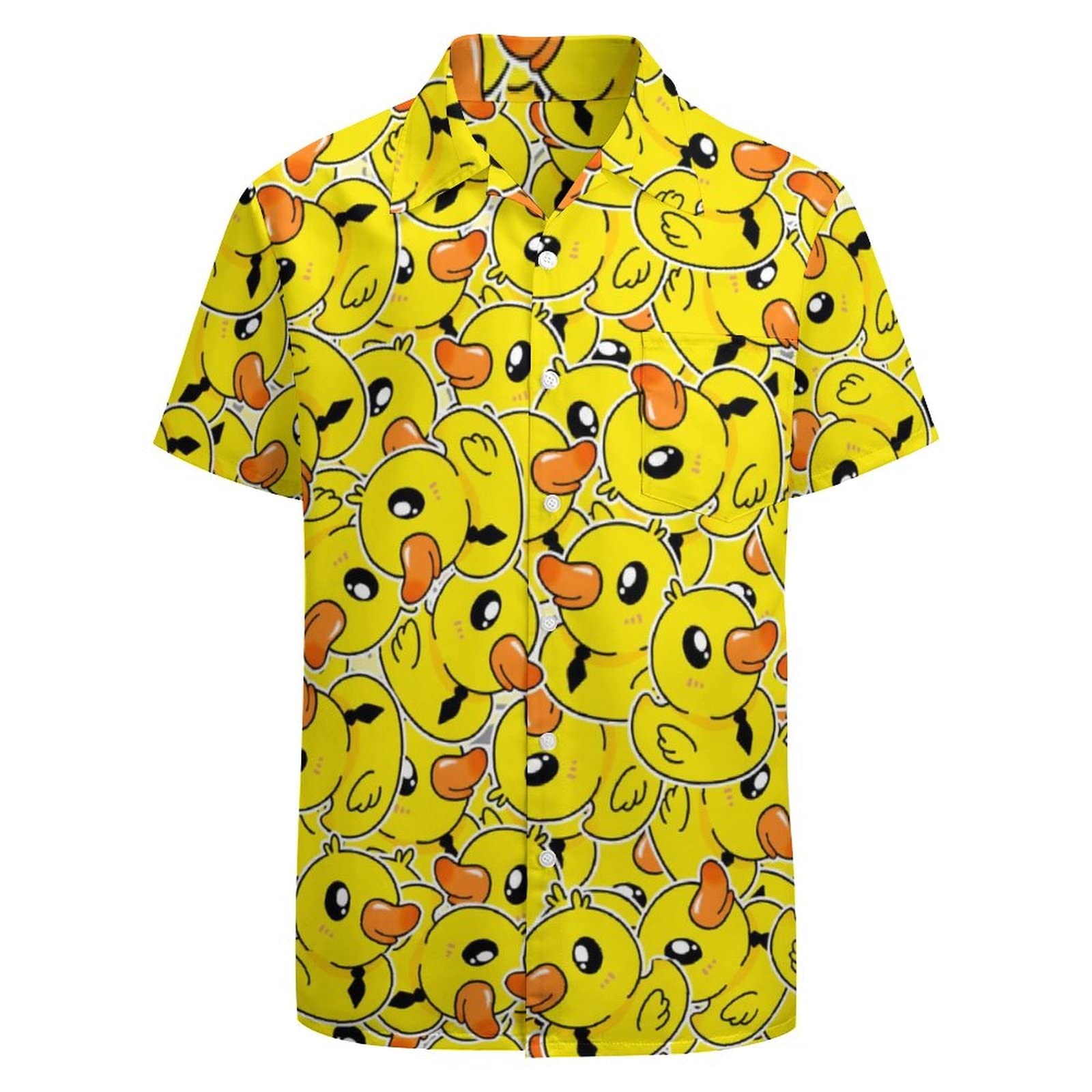 Gadzille Men's Duck Yellow Short Sleeve Funny Shirt For Printed Hawaiian Aloha Beach Party Shirts, Xl