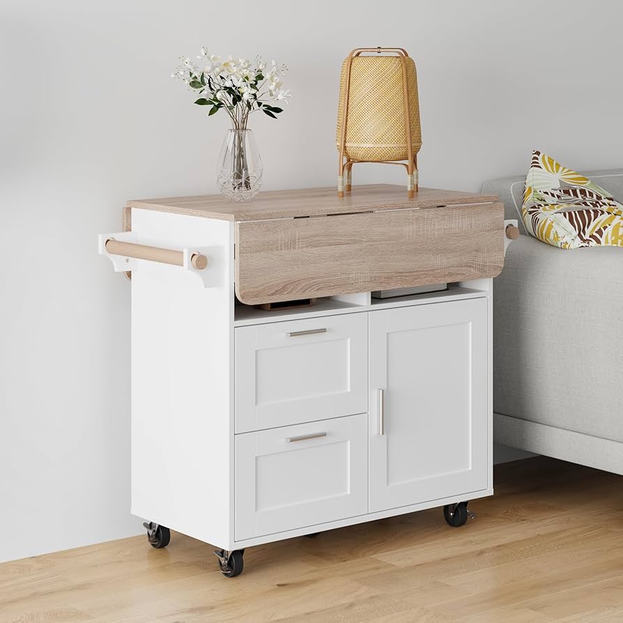 Amazon.co.jp: FUFU&GAGA キャスター付きキッチンアイランド 幅