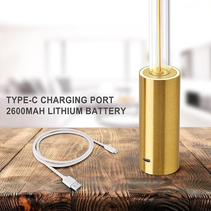 SisiHokai Portable Cordless Lamp, 3-Way Touch USB Rechargeable Battery Operated Table Lamp, Minimalist Small Lamp for Bedside and Kitchen, Ambient Light for Dining and Bar, Gold photo 3