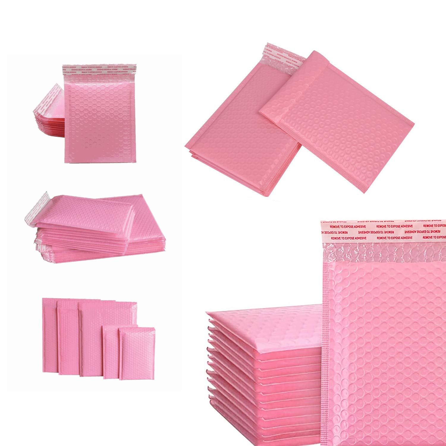 Paquete de 25 sobres acolchados con forro de burbujas de polietileno rosa de 5 x 7 pulgadas, sobres autosellados, impermeables, a prueba de golpes y polvo (rosa, 5 x 7 pulgadas, 25 unidades)