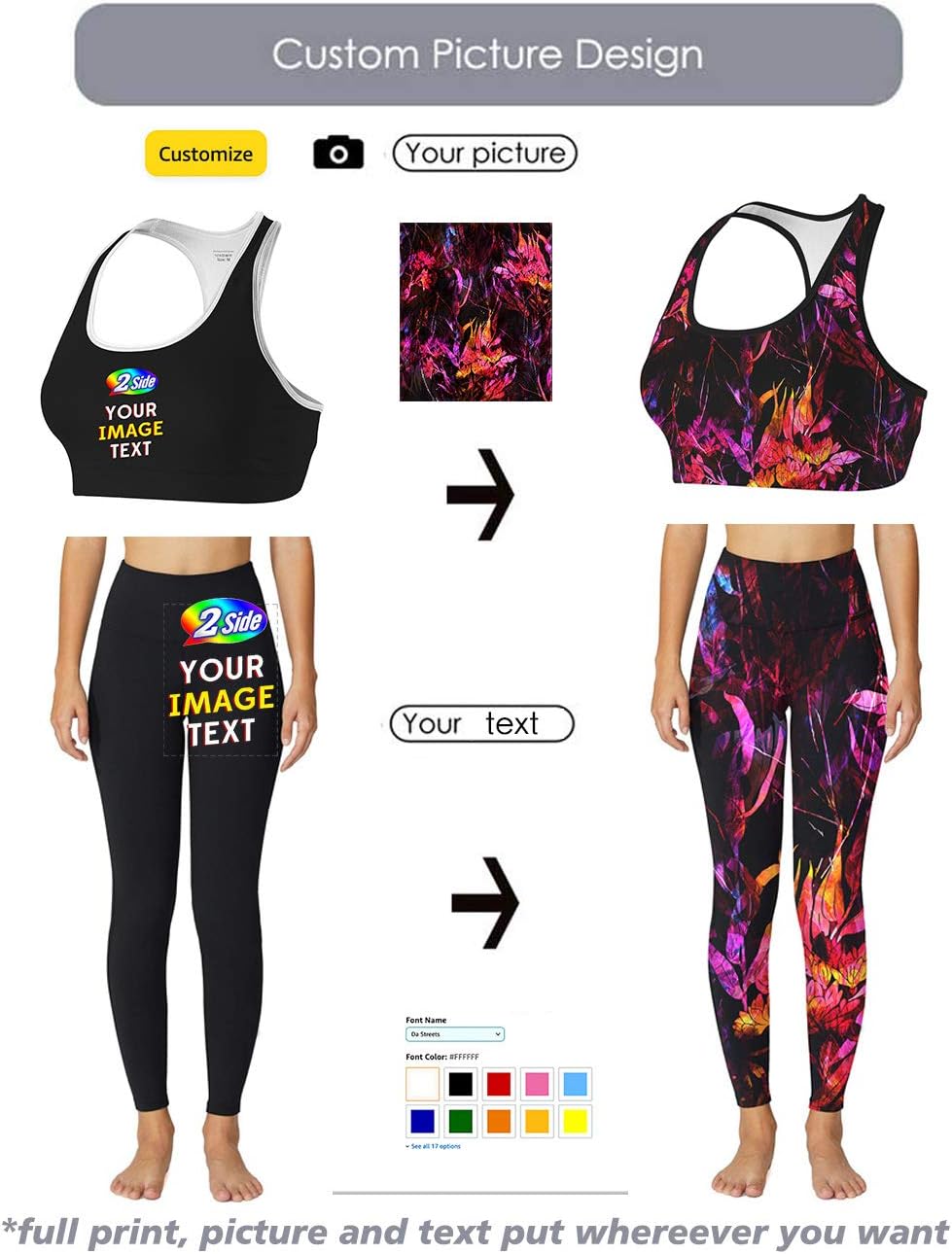 Custom Workout Sets for Women Sports Bra High Support Yoga Pants 2 Piece Tracksuit