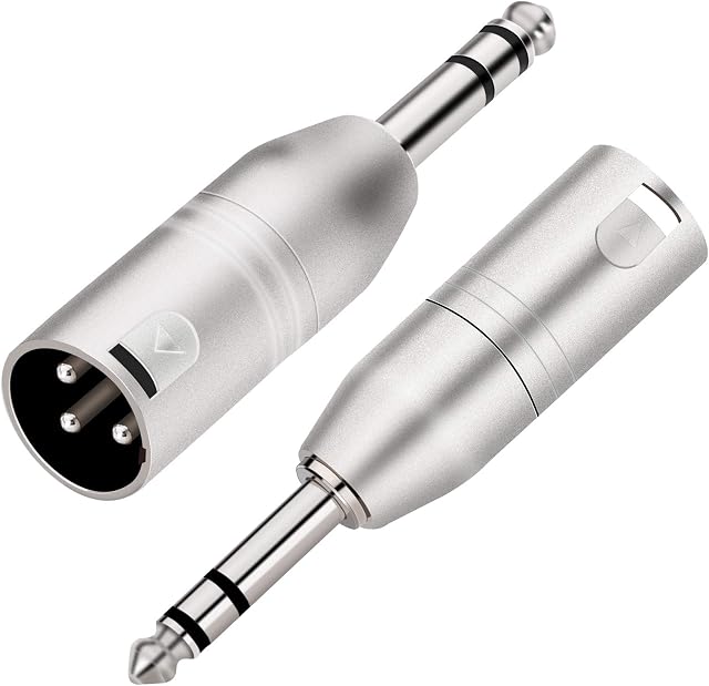 Tisino Jack to XLR Adapter, Balanced Quarter Inch 6.35mm Male to XLR Male Adapters - 2 Pack