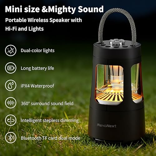 Miniatura 4 de JWEX Linterna con altavoz Bluetooth de 4000 mAh, IPX4, impermeable, recargable, linterna de campamento con altavoz Bluetooth para cortes de energía,