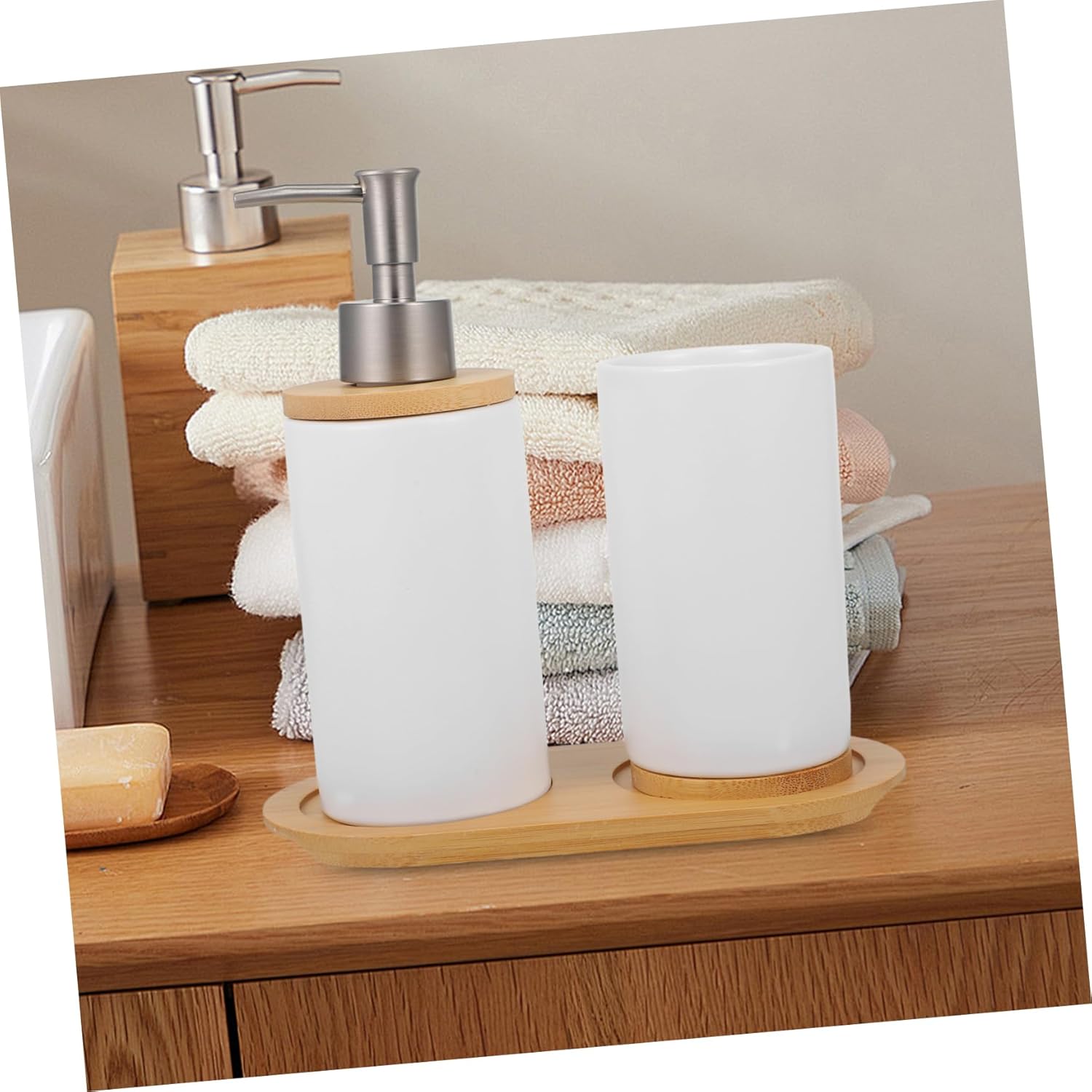 North European Style Bathroom Accessory Set Toothbrush Holder Shampoo Bottles Shower Dispenser