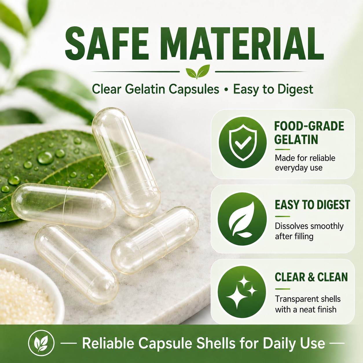 Size 0 Gelatin Empty Capsules, 100 Count Gel Fillable Empty Pill Capsules — Amazon image 5