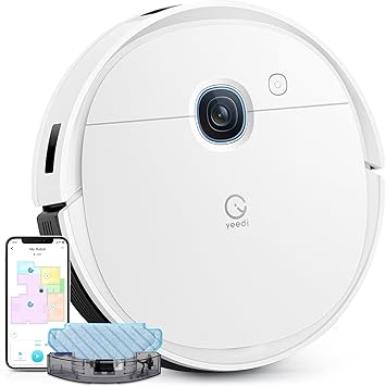yeedi Vac 2 Robot Vacuum Cleaner with Mopping, 3000 Pa Suction Power with 3D Obstacle Avoidance, Smart Visual Mapping, Work with Alexa, 40 Watt White