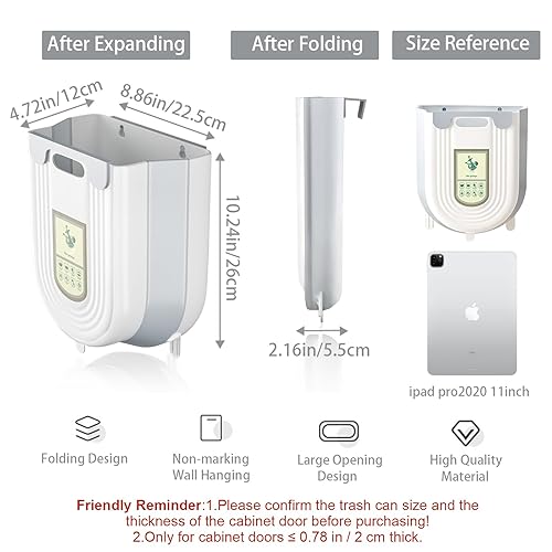Miniatura 10 de SHAIDOJIO 2 basureros colgantes para cocina, cubo de basura plegable para cocina, cubo de basura plegable para montar en la pared, cubo de basura
