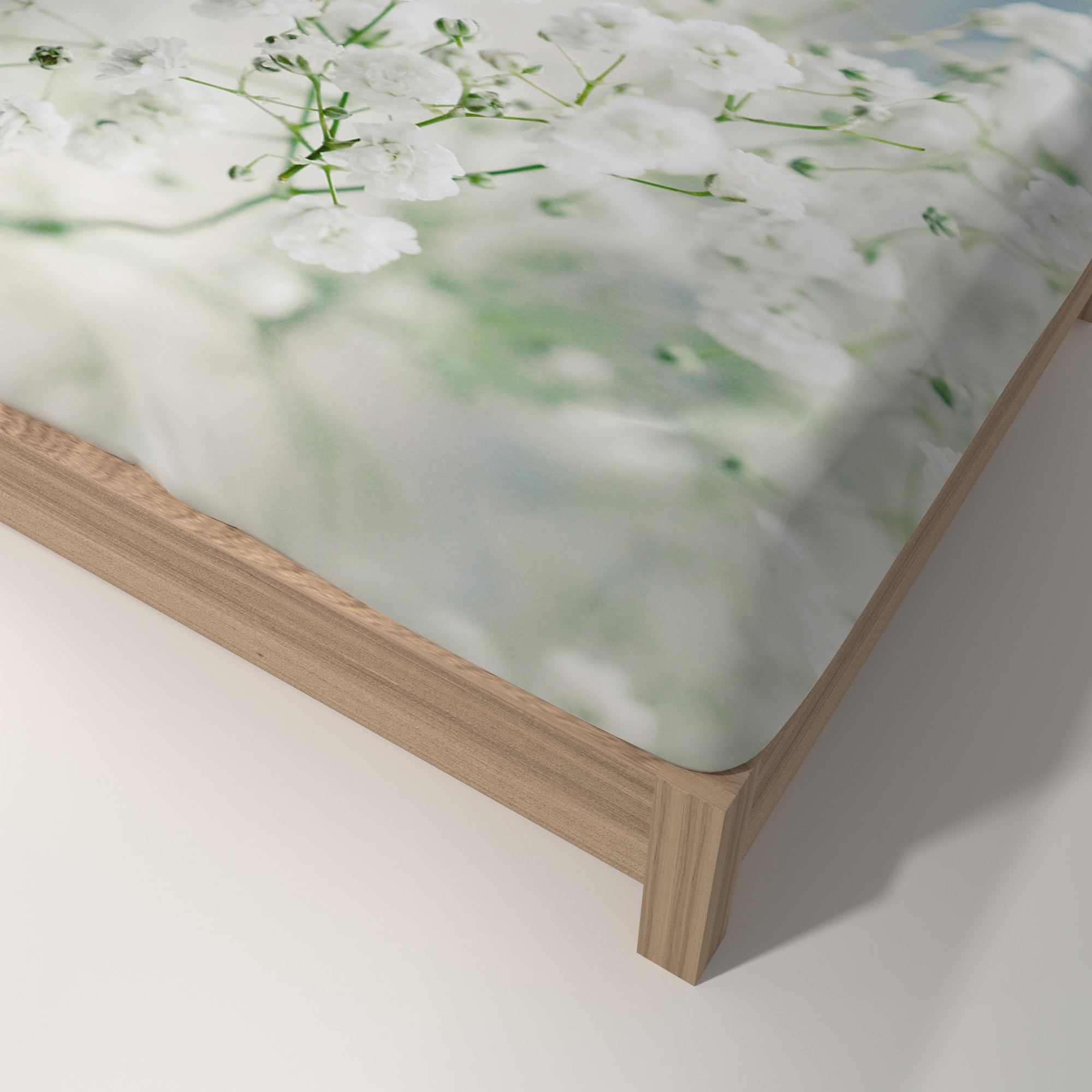 Spannbettlaken 200X200 Weiße Blumen Matratzenschoner Bis 30Cm, Premium Mikrofaser Weiches Spannbetttuch,Bed Sheets,Bettlaken Spannbettuch Atmungsaktiv Und Komfortabel
