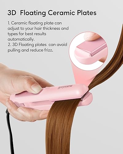 Miniatura 5 de Wavytalk Mini plancha plana portátil, plancha de pelo de doble voltaje de 0.7 pulgadas, planchas planas pequeñas para cabello corto, rizos,