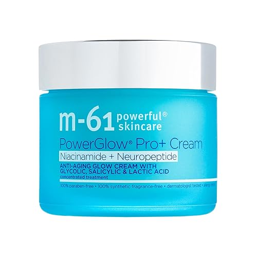 m-61 PowerGlow Pro+ Cream  Crema hidratante y reafirmante con niacinamida + neuropéptidos y una potente combinación de BHAsAHA, 1.4 onzas líquidas