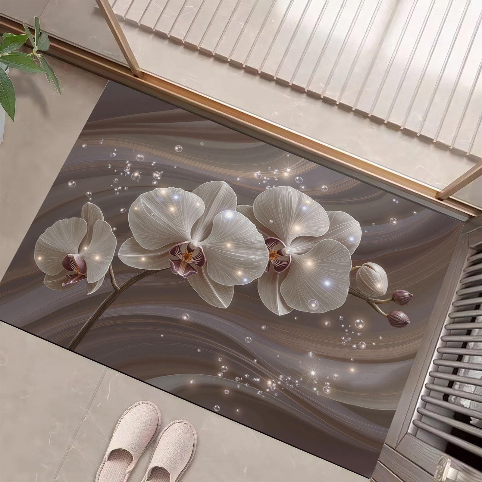 Tapis de porte orchidée 3D idéal pour sublimer votre entrée