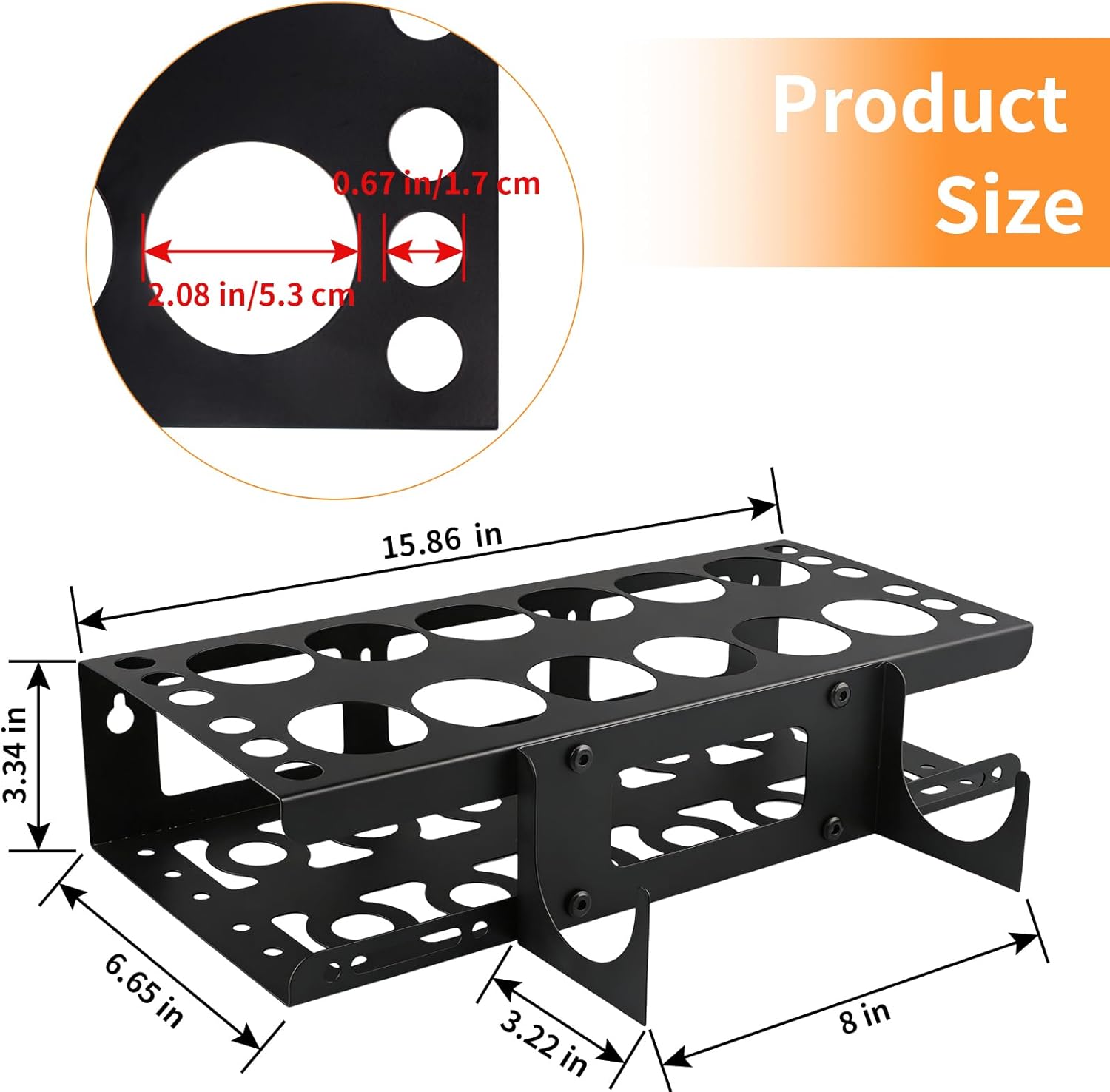 12 Slots Caulking Gun and Tubes Holder, Wall Mount Caulk Tubes Storage Rack, Metal Caulking Tools Organizer for Garage, Workshop, Work Van