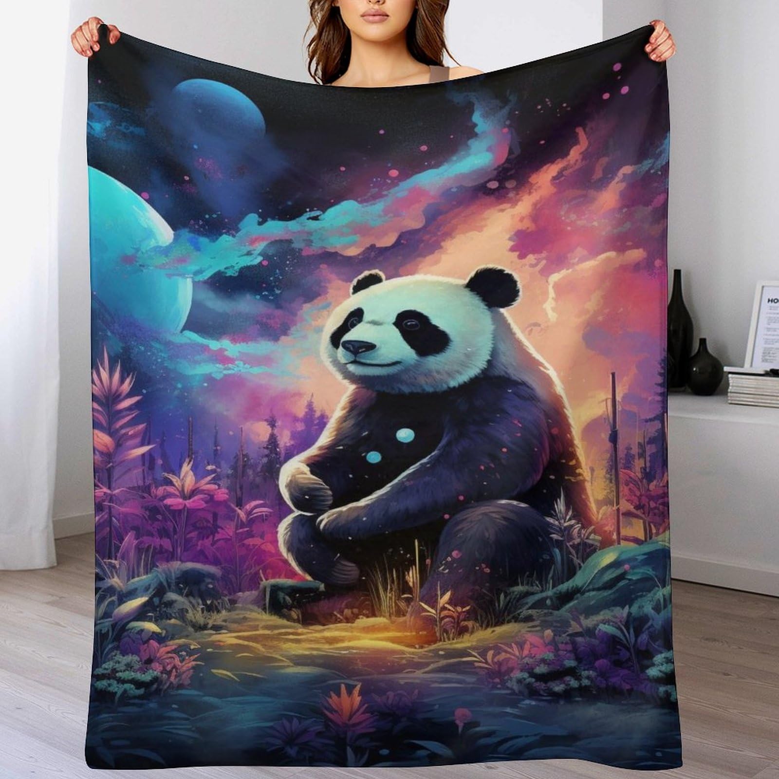 Couverture panda polaire flannel élimine le froid sur votre lit ou canapé
