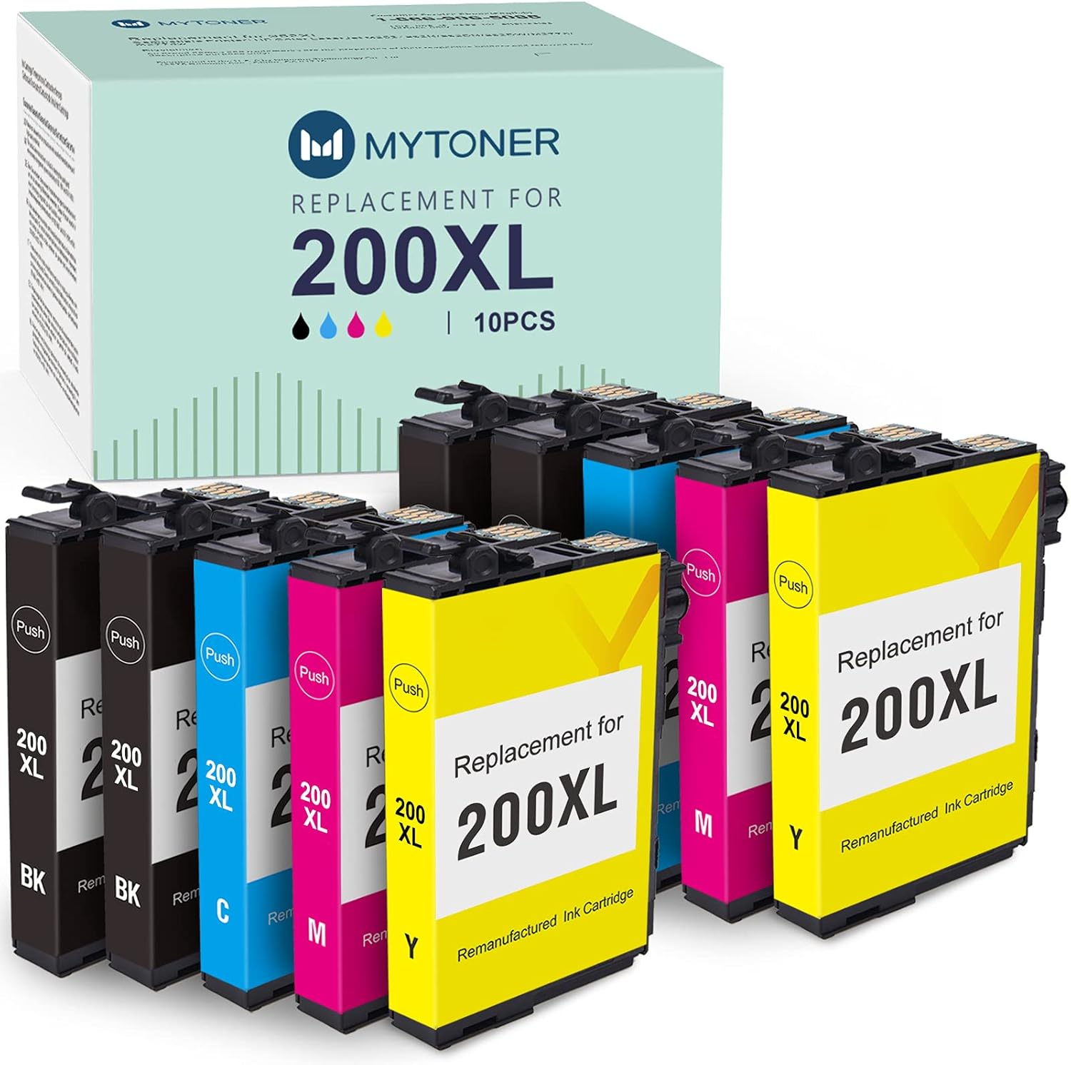Promo 40% OFF MYTONER Remanufactured Ink Cartridge Replacement for Epson 200XL 200 XL T200XL ink for XP-200 XP-300 XP-310 XP-400 XP-410 WF-2520 WF-2530 WF-2540 printer(4 Black, 2 Cyan, 2 Magenta, 2 Yellow, 10-Pack)
