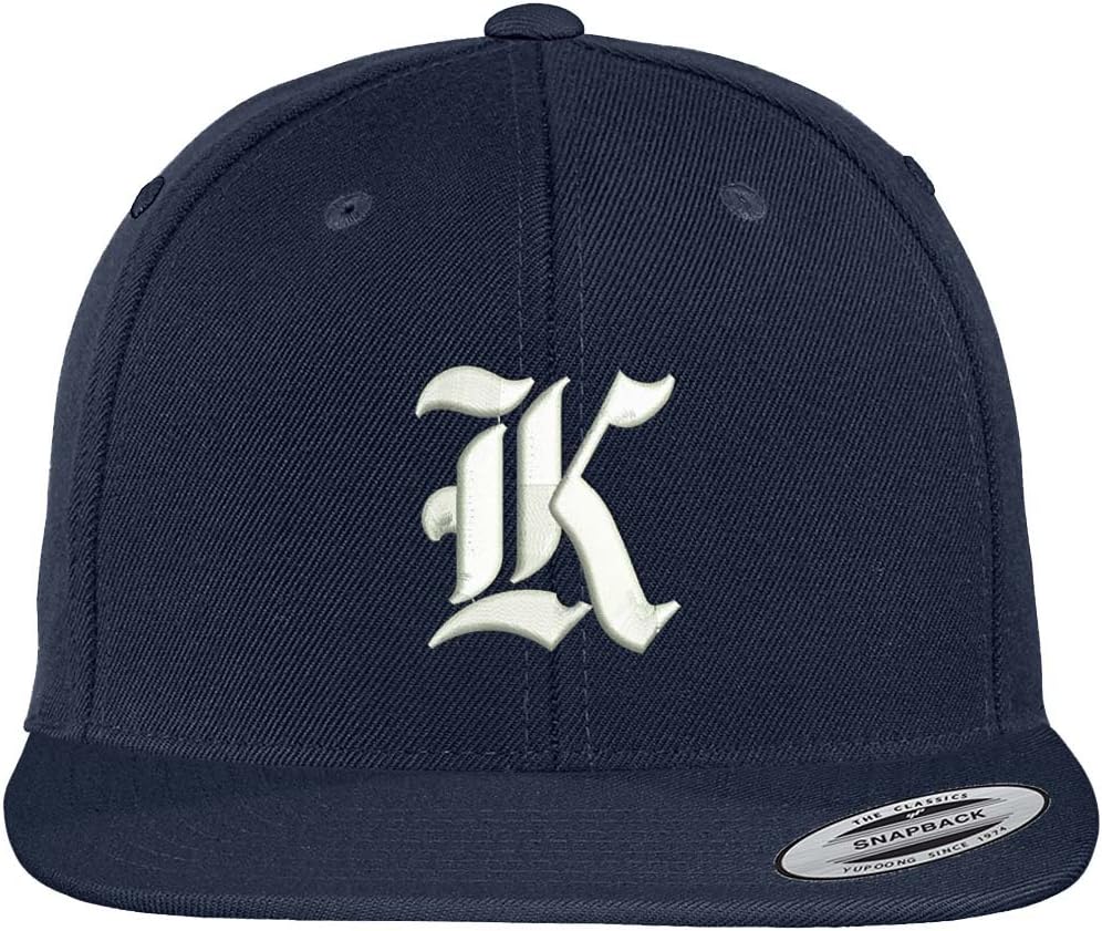 Trendy Apparel Shop Old English K Embroidered Flat Bill Snapback Cap