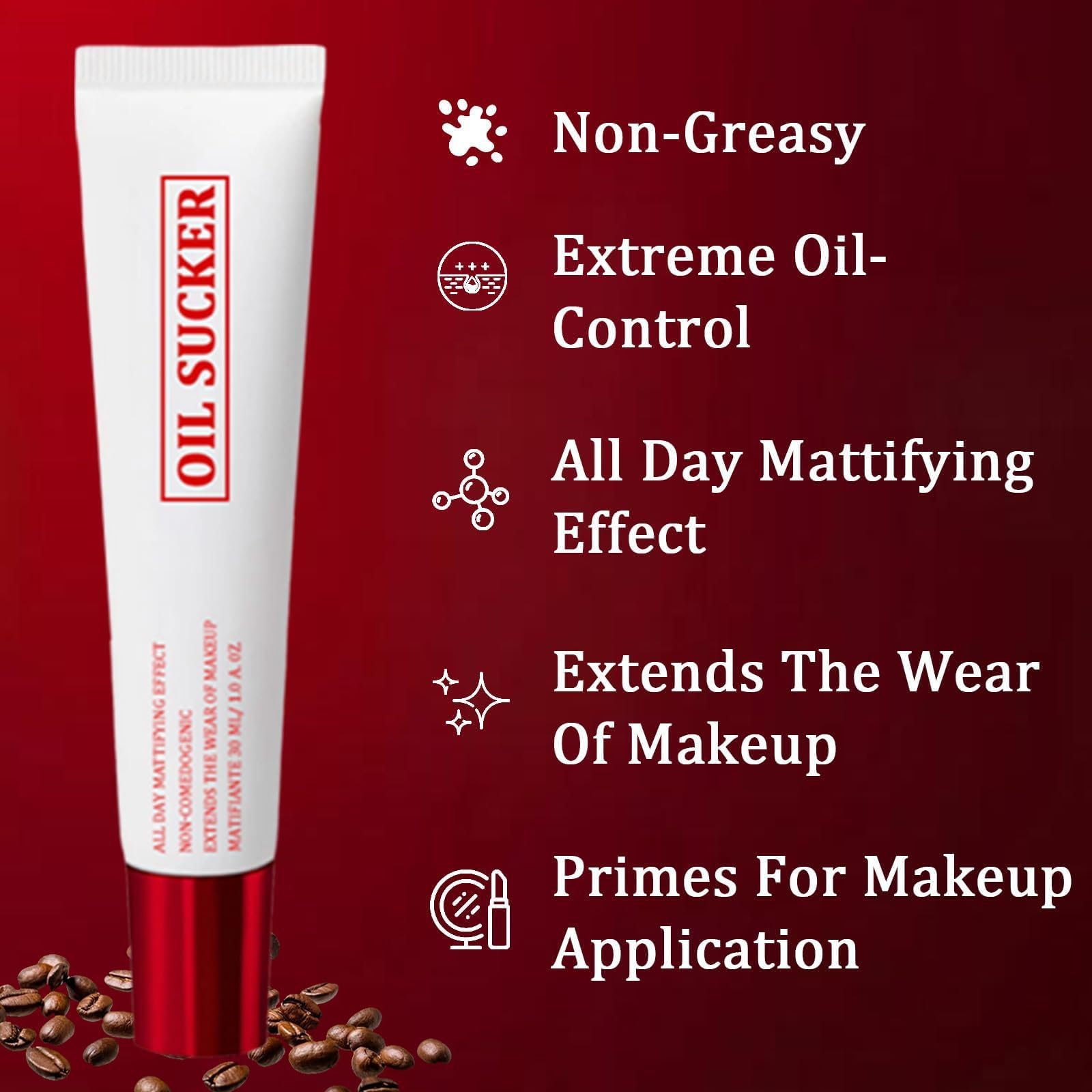 Nuovo Oil Sucker, Primer Opaco Impermeabile e Anti-Sudore, Primer alcalino opacizzante Estremo Upgrade, Primer Opaco rassodante Naturale, Adatto a Tutti i Tipi di Pelle