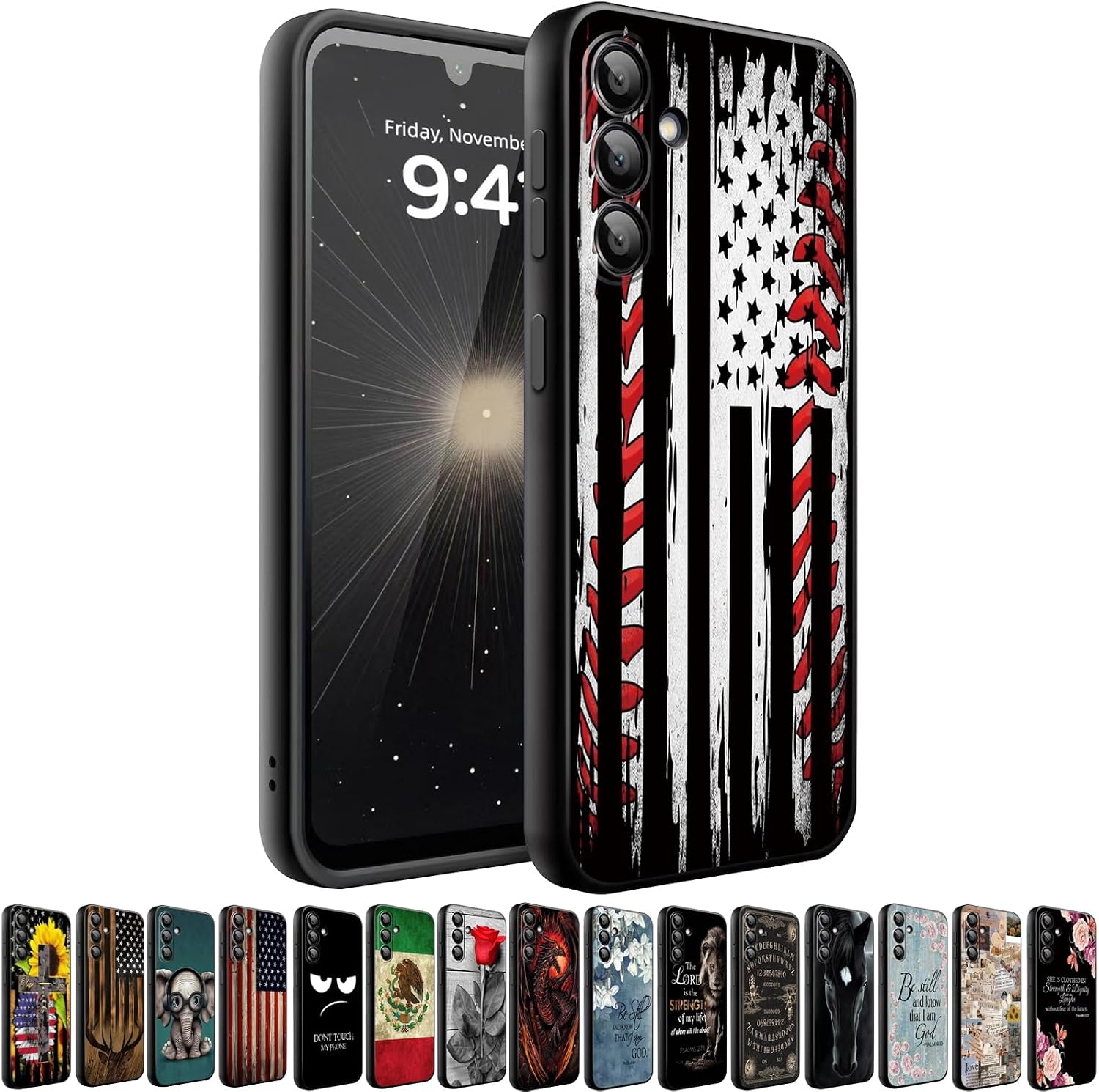 Phone Case Compatiable for Samsung Galaxy A17 5G,Slim Shockproof Protective Cover for Man Women Girl Boy Children,American Flag Baseball