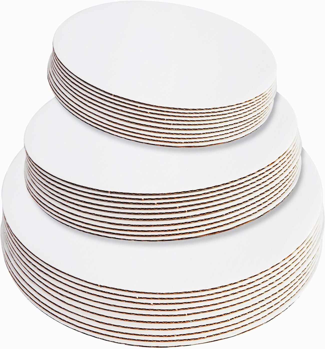 ONE MORE 30-Pack White Cake Board Rounds,Circle Cardboard Round Base 6,8 and 10 inch, Disposable Coated Cake Plate 10 of Each Size