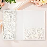 Vista 4 de 20 tarjetas de invitaciones cortadas con láser con cintas de diseño floral para bodas, fiestas, despedidas de soltera, cumpleaños, quinceañera