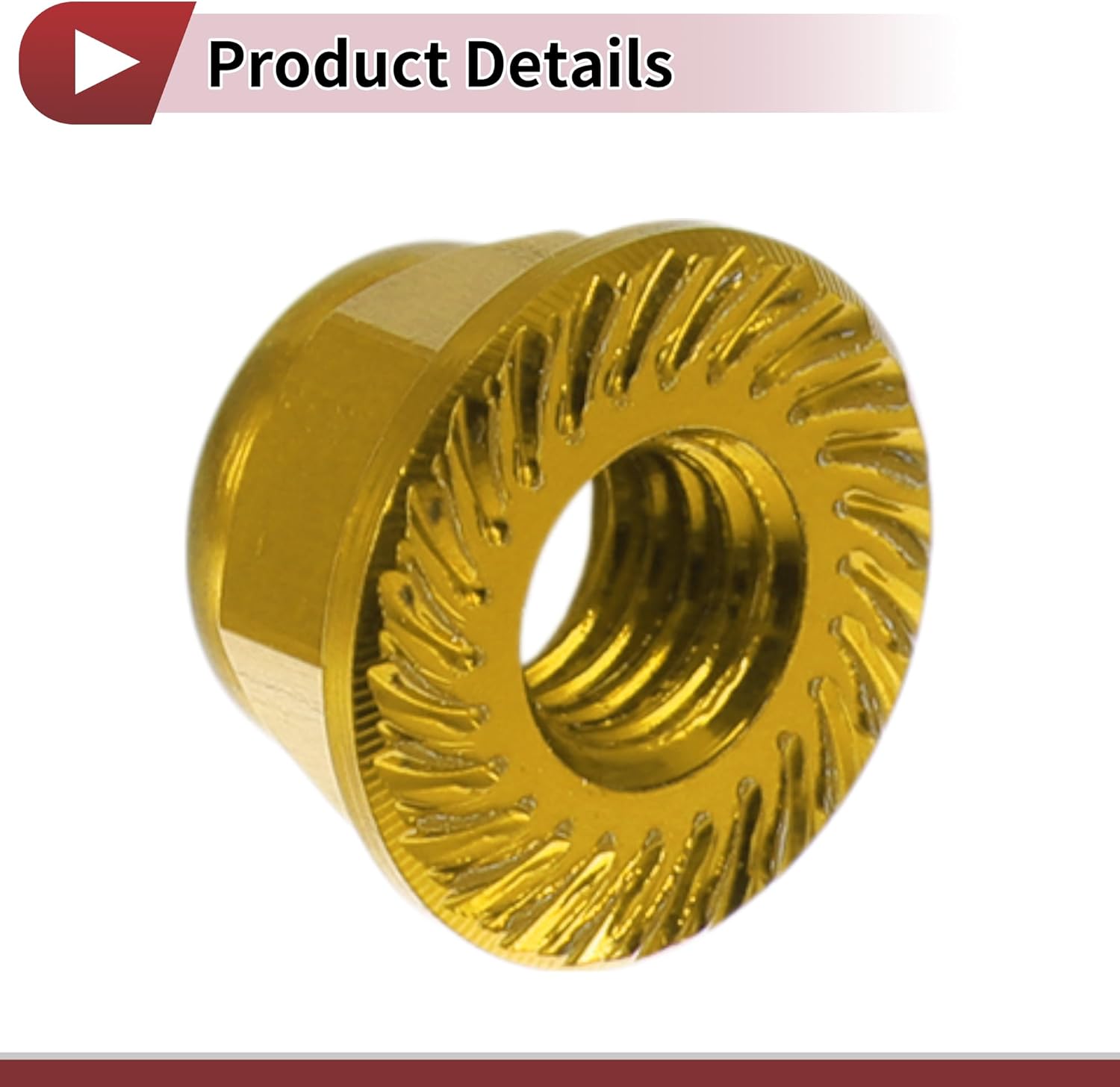 5 Pcs M4*0.7 Car Flange Nuts Aluminum Alloy,Plastic Rubber Ring Embossed Hex Thread Gold Tone Rubber Ring 5.5mm/0.22"