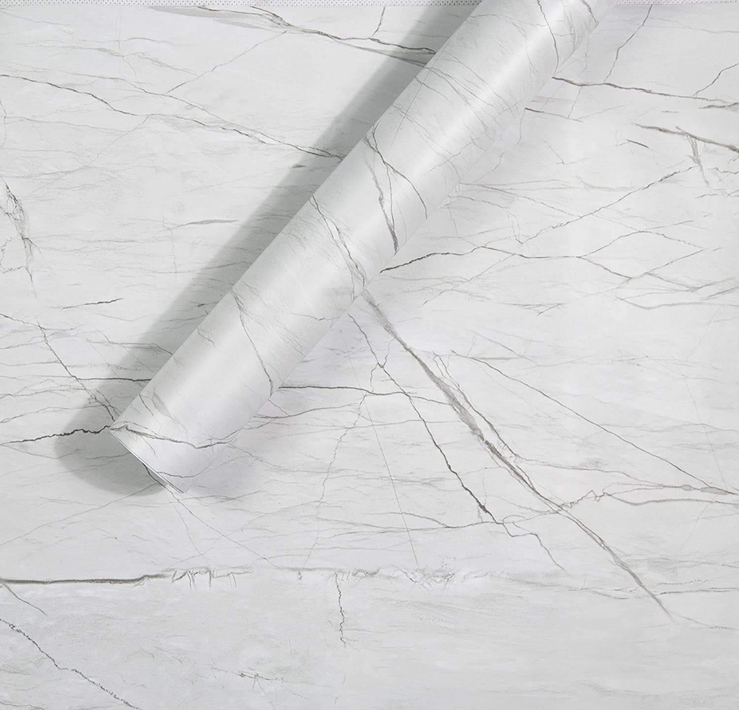 Homein Grey Marble Paper Self Adhesive Decorative Matte Granite Vinyl Film Wallpaper Adhesive Waterproof Removable Peel and Stick Wallpaper Thick Roll (17.5 X 78.7 Inches)
