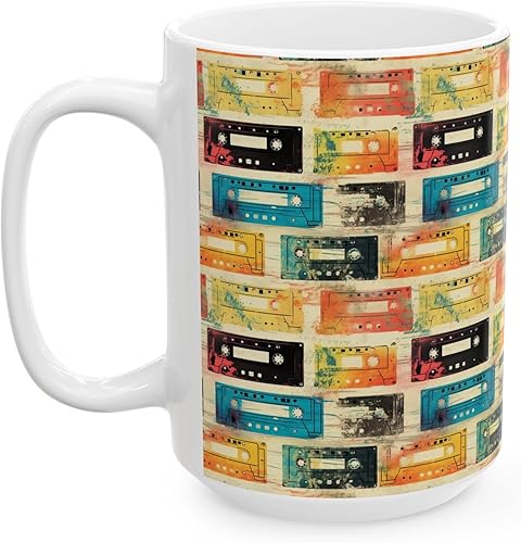 Miniatura 3 de Taza de cerámica con cinta de casete retro, regalo único para amantes de la música, taza de café vintage, recuerdo del músico, cumpleaños,