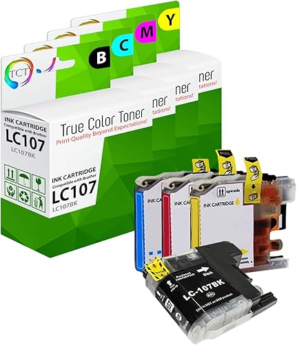 TCT Cartucho de tinta de repuesto compatible para Brother LC107 LC105 LC107BK LC105C LC105M LC105Y funciona con impresoras Brother MFC-J4310DW