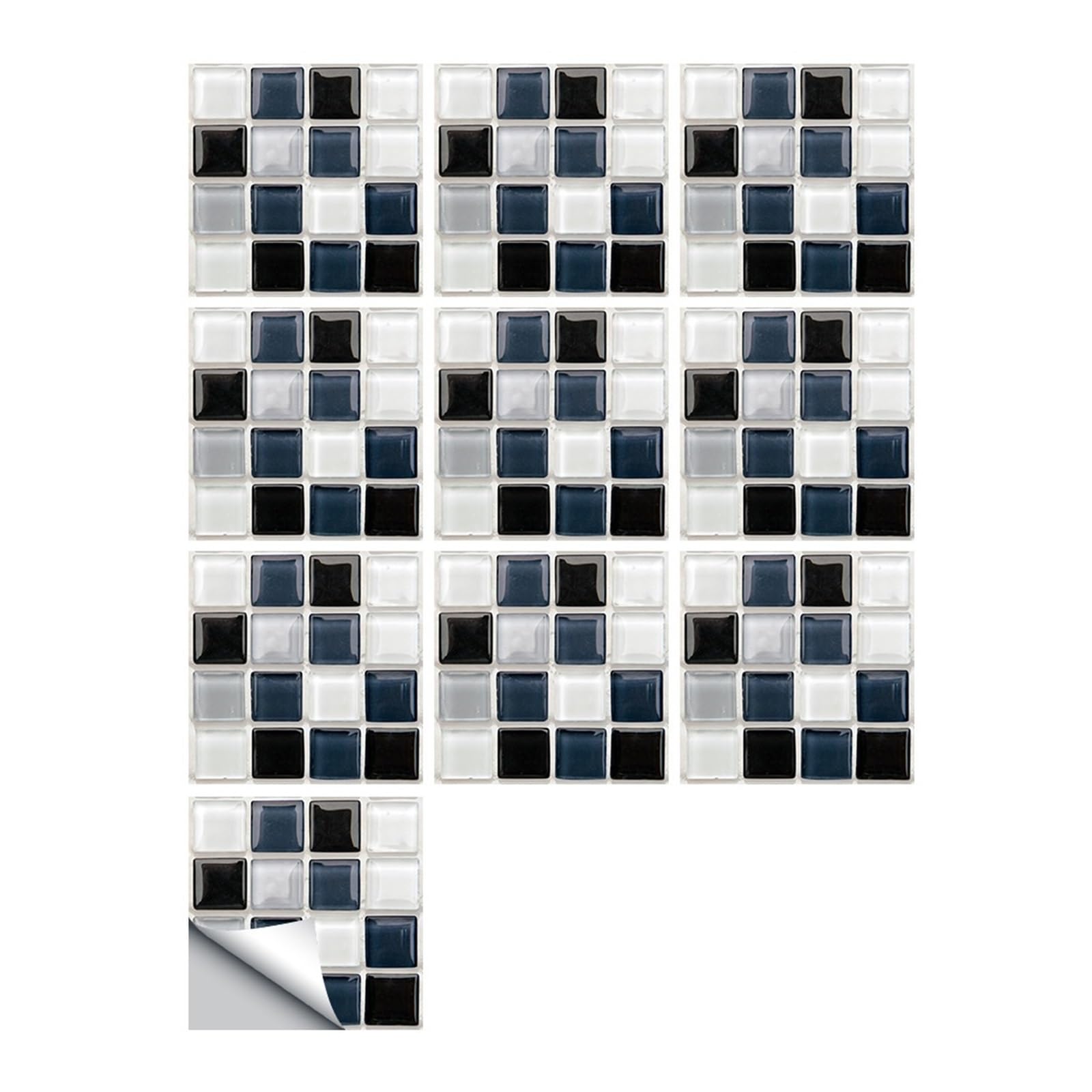 Mosaic Marble Effect Tile Stickers, Waterproof Simulation Mosaic Wall Stickers 10x10cm, Removable Decals for Home Decor(Color 10,10x10cm 10pcs)