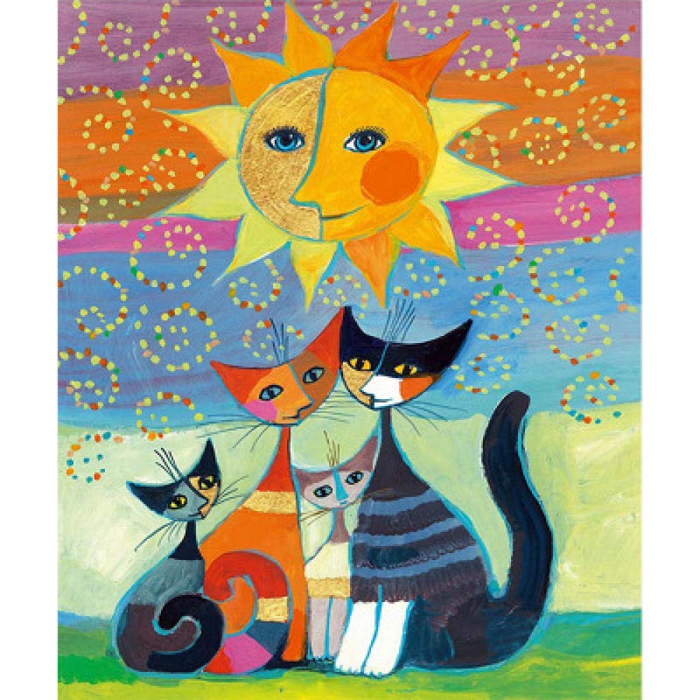 Peinture diamant chat soleil idée cadeau créatif adulte tableau mosaïque résine