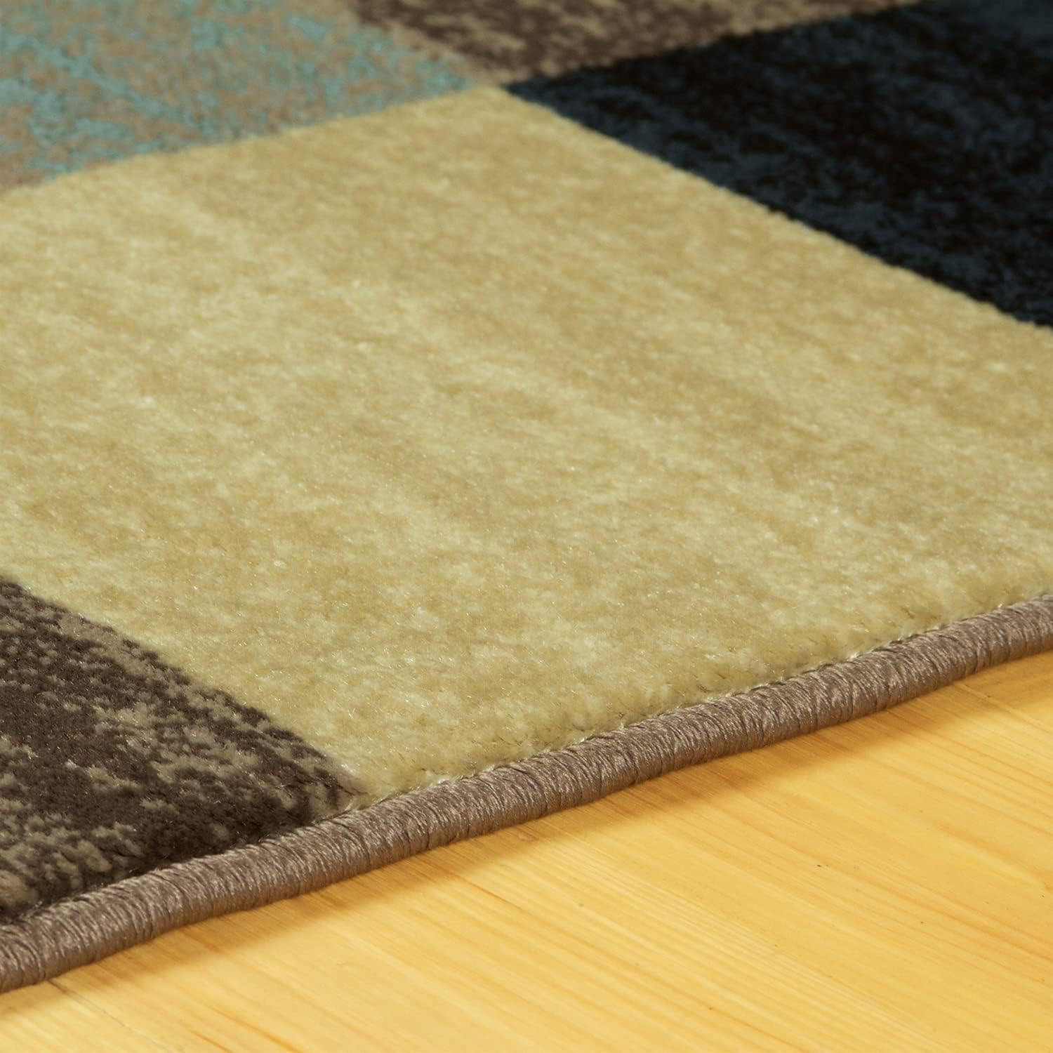 BNM Indoor Runner Rug with Jute Backing, Home Floor Throw for Bedroom, Living Space, Dining/Kitchen, Office, Entryway, Modern Geometric Decor, Rockaway Collection, 2' 7" x 8', Majolica Blue