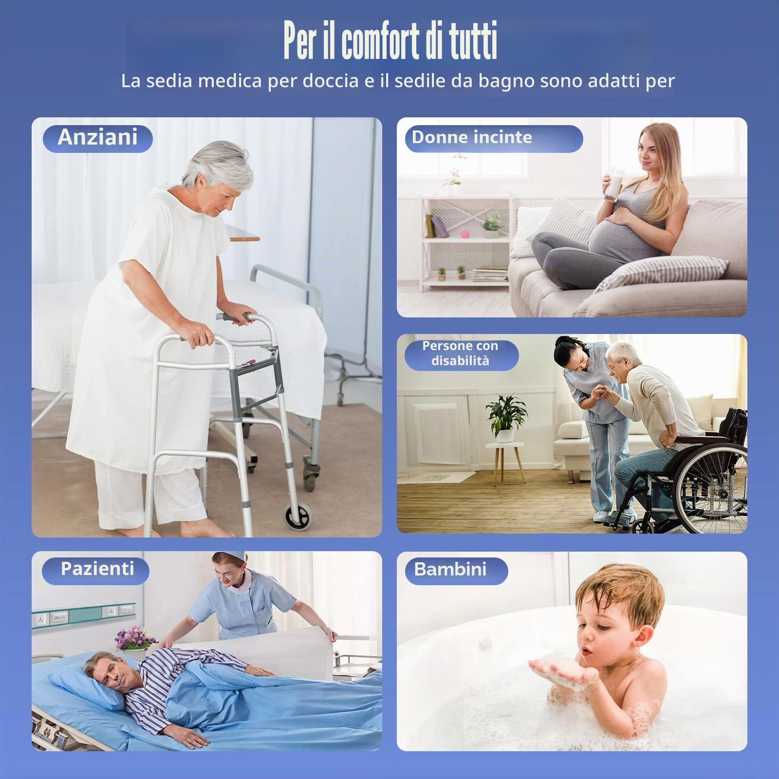 Sedile Per Vasca Da Bagno Regolabile Per Anziani Antiscivolo Con Larghezze Regolabili Per Donne Incinte Bambini Materiale Alluminio Colore Bianco Modello HGAA067-A0E1