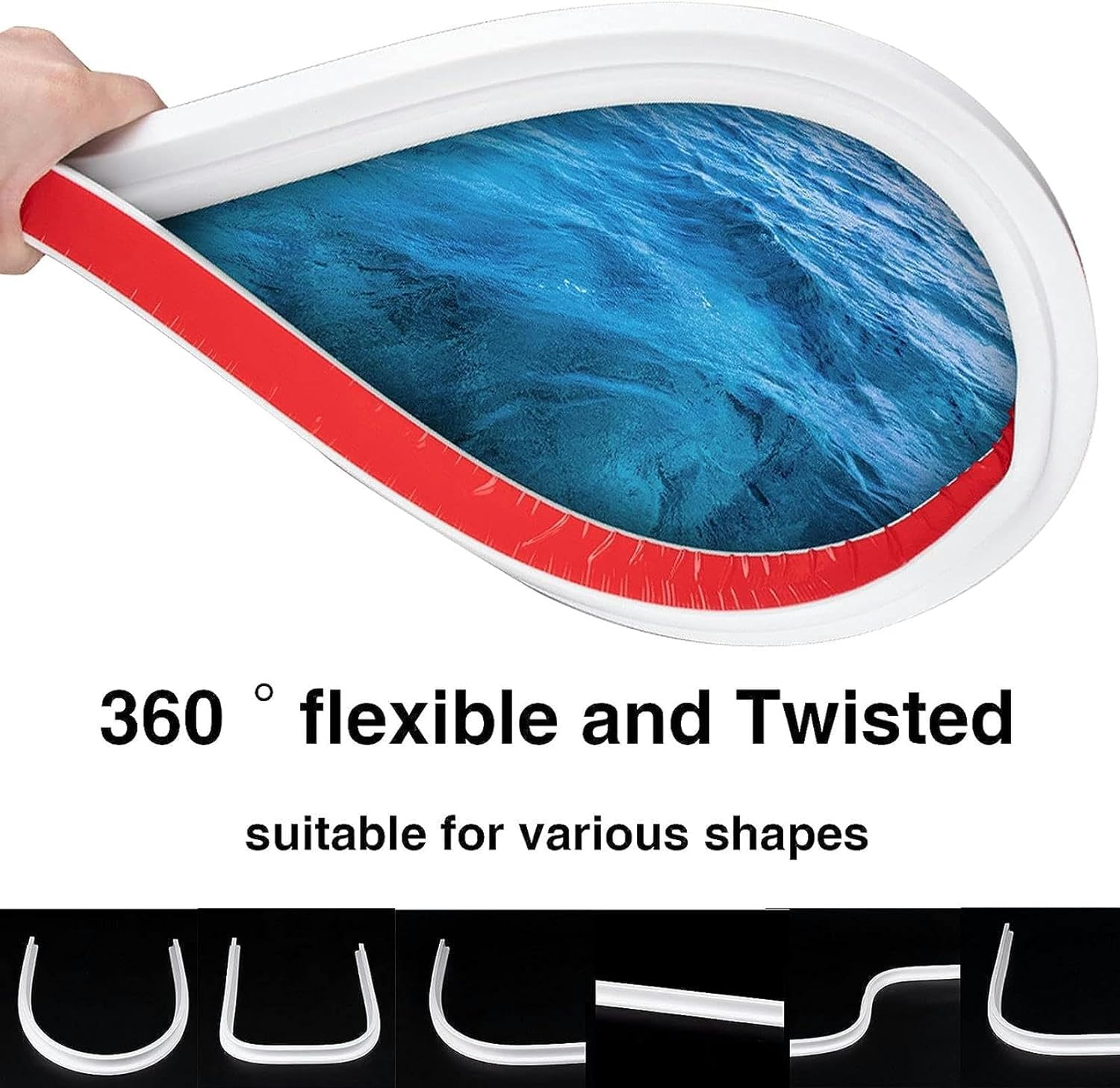 KEuLen Barriera Doccia Ferma Acqua, Barriera per Doccia, Soglia for Doccia Barriera for diga d'Acqua Lavello in Silicone Paraspruzzi for Cucina e Bagno(2.4m/95in)