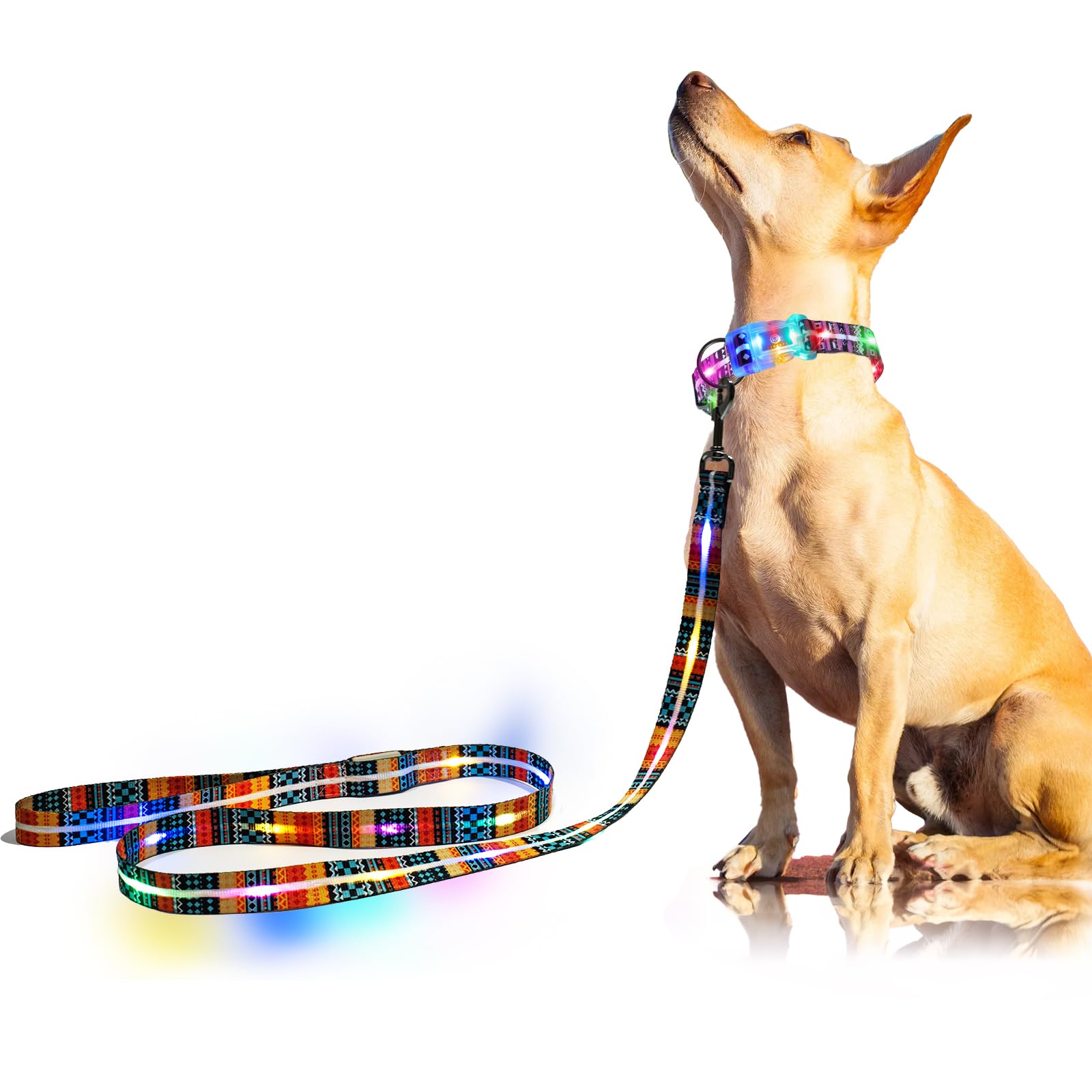 YUSHANG Light Up LED Dog Leash - Rechargeable, 5 Ft, 3 Lighting Modes for Medium Large Dogs Walking at Night (L:1.5m/W:25mm)